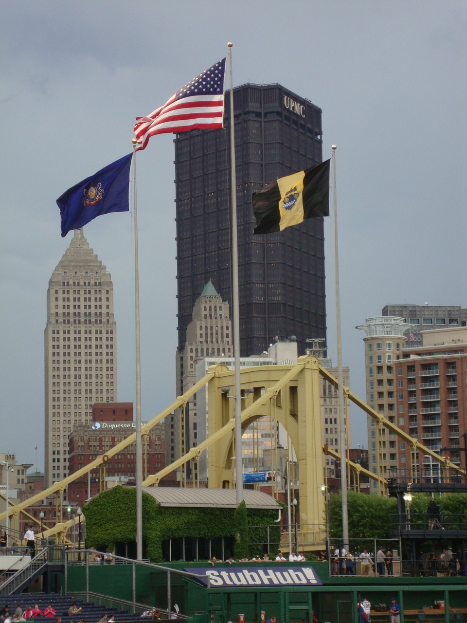 flags pittsburgh view from the pnc park free photo