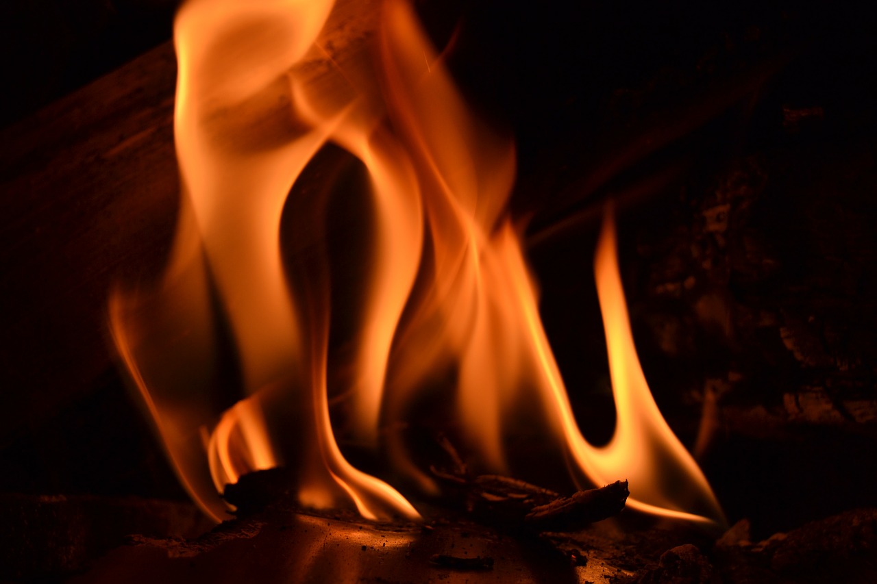 flames fire fireplace free photo