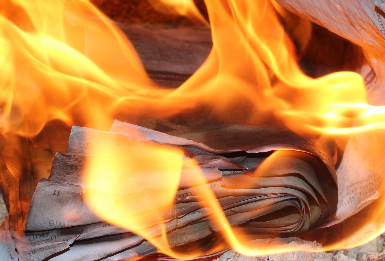 flames burn paper free photo