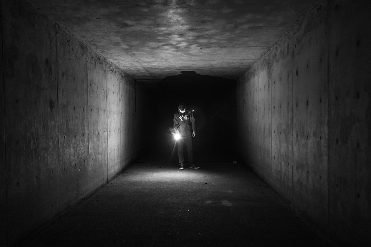 flashlight dark tunnel free photo
