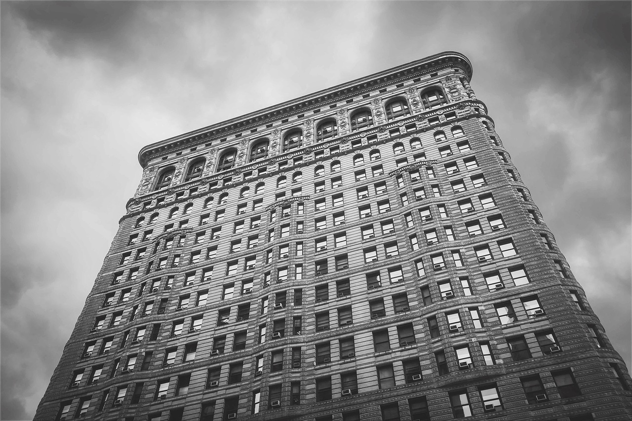 flatiron building sky clouds free photo