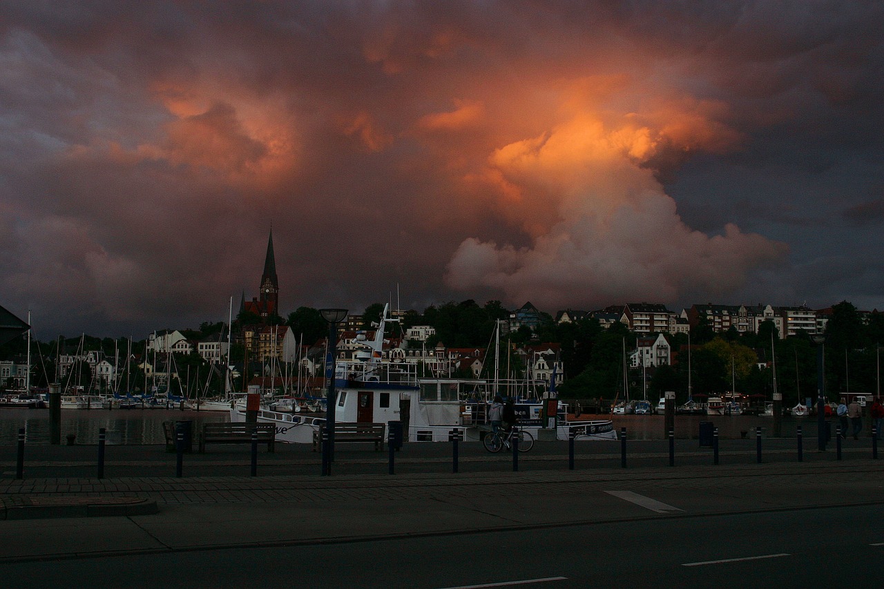 flensburg  port  evening free photo