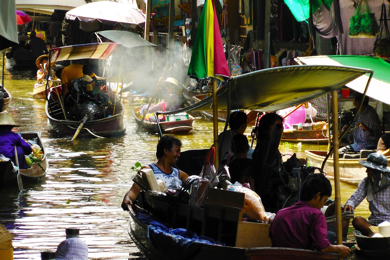 floating market bangkok thailand free photo