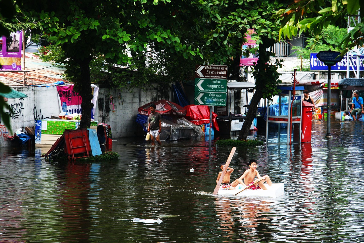 flood boys rowing free photo