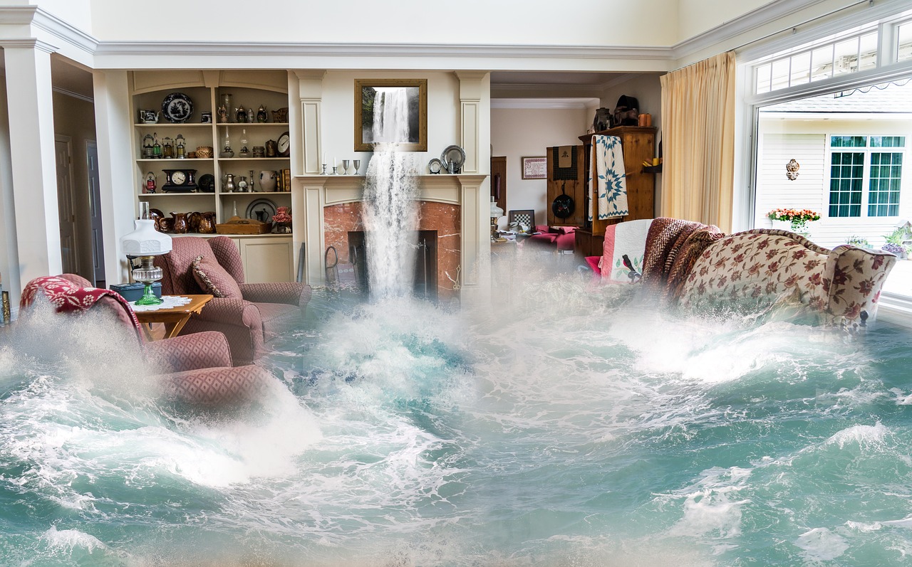 flooding surreal living room free photo