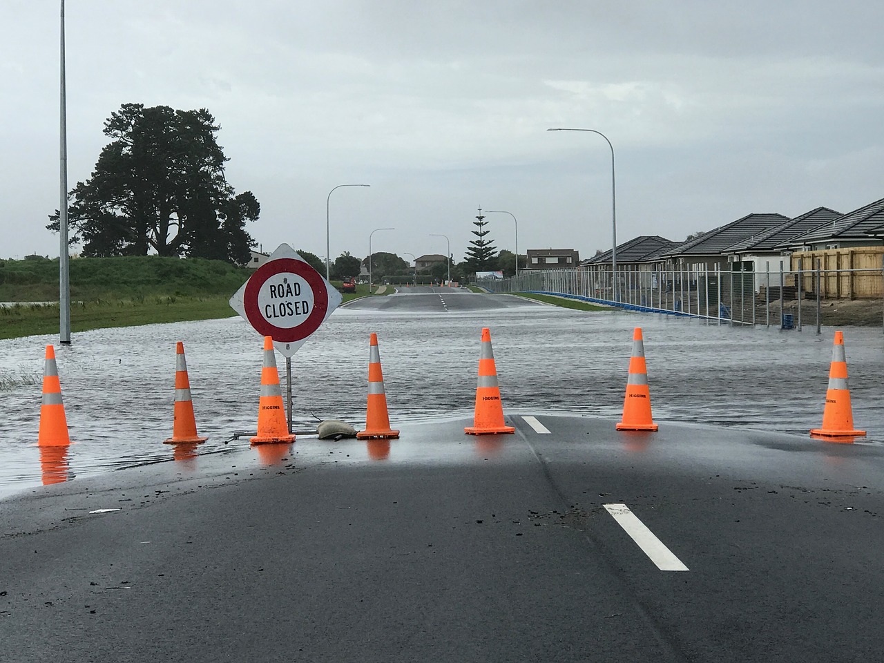 flooding road closed free photo