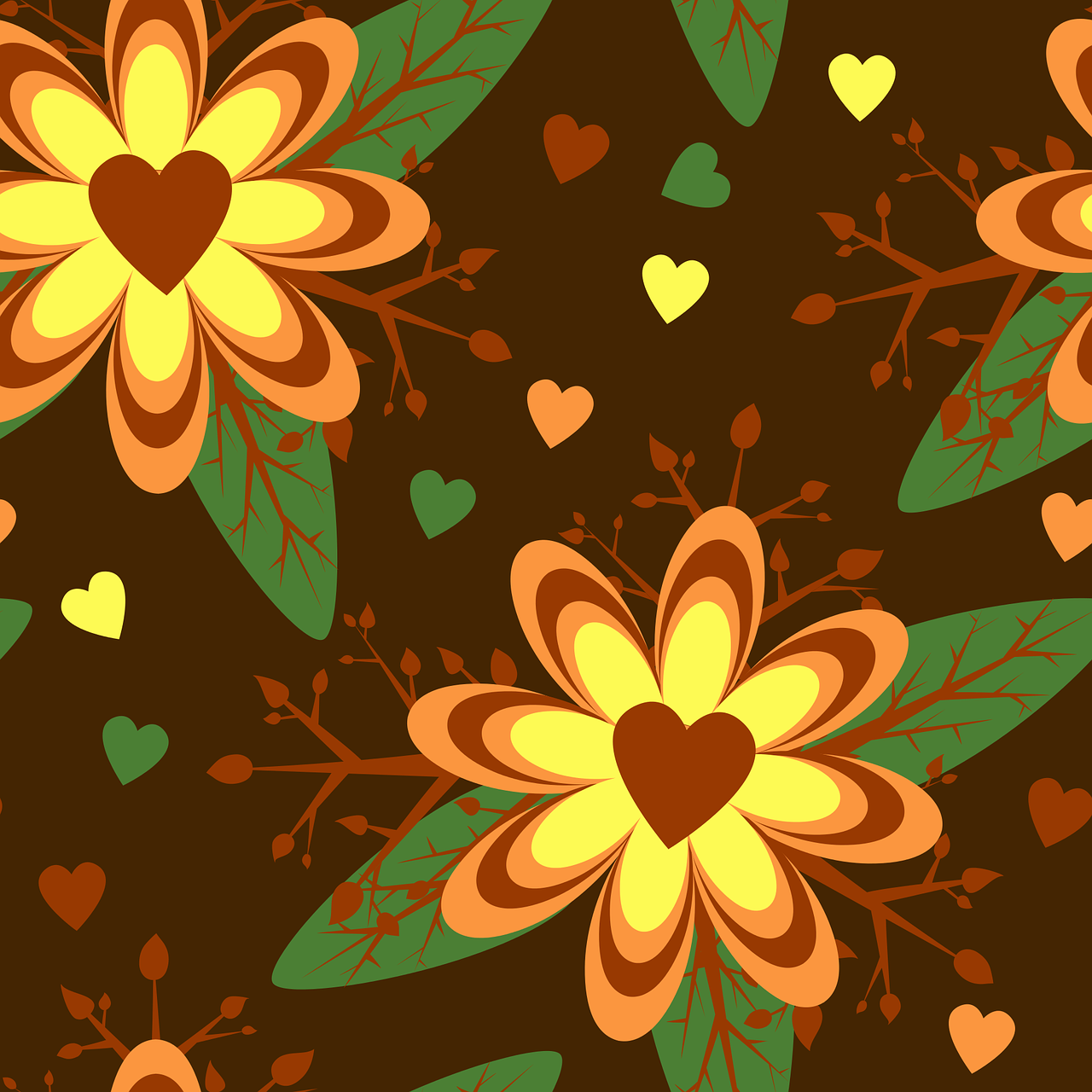 floral hearts brown free photo