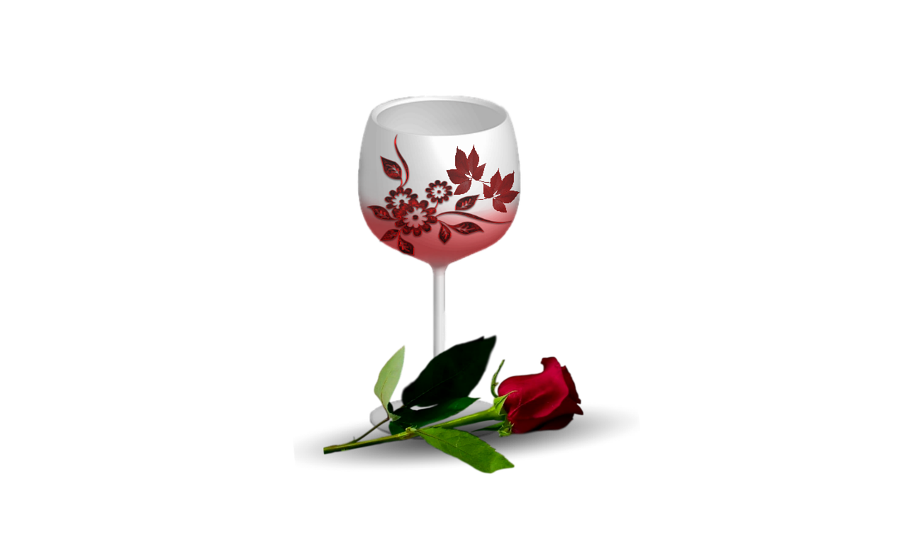 floral red rose wineglass free photo