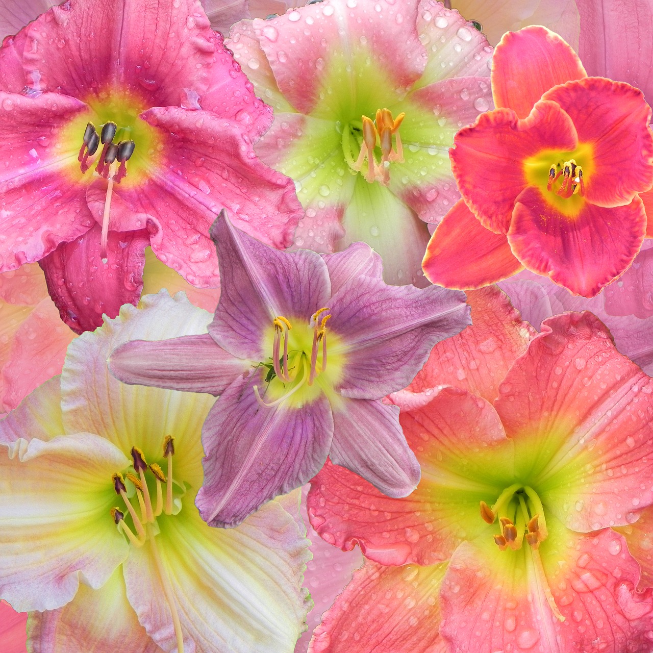 floral background day lilies background free photo