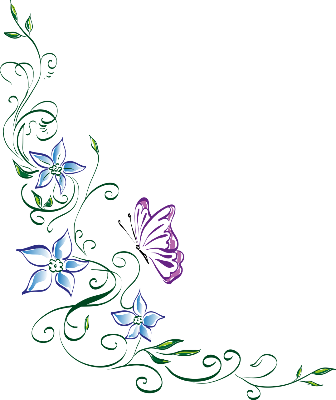 floral ornament flower butterfly free photo