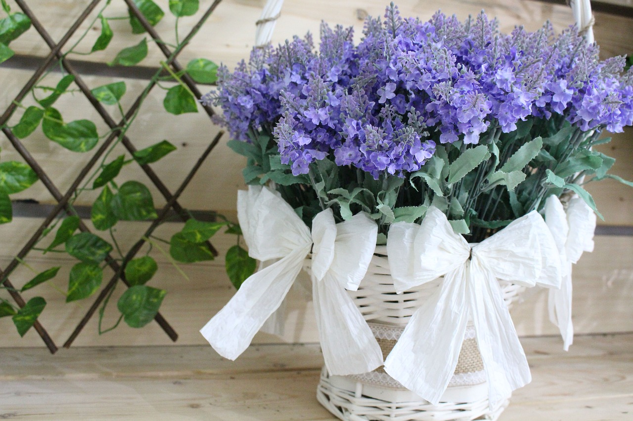 flower basket ribbon free photo