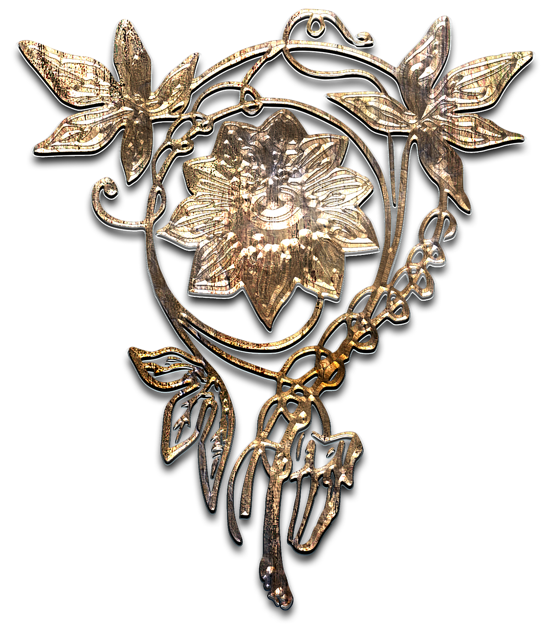 flower brooch aged gold free photo