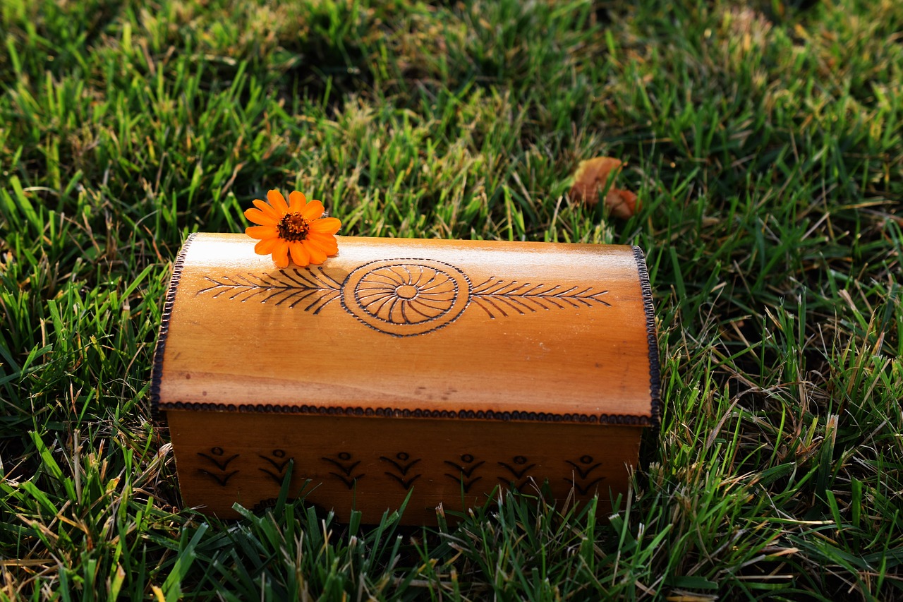 flower grass wooden box free photo