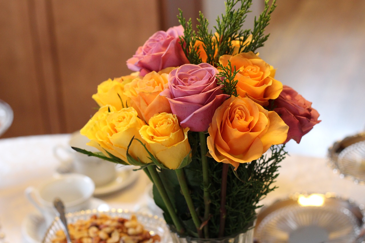 flower arrangement table setting formal free photo