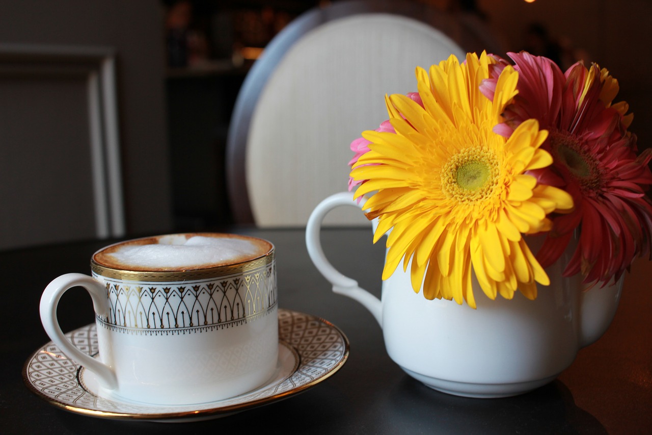 flowers coffee breakfast free photo