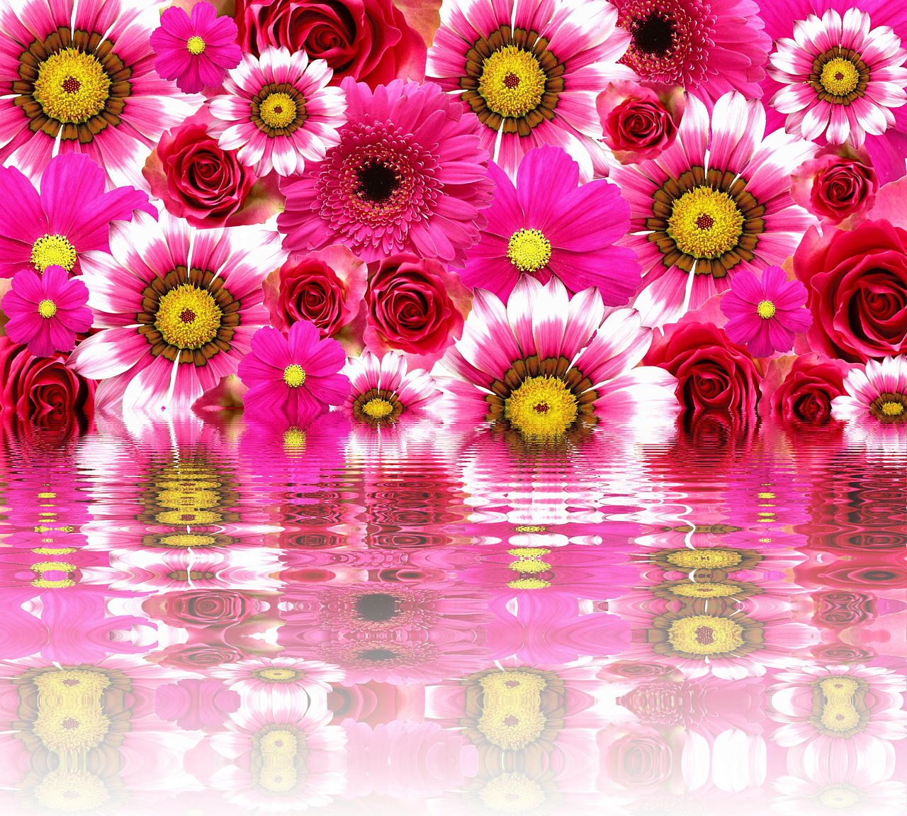 flowers summer mirroring free photo