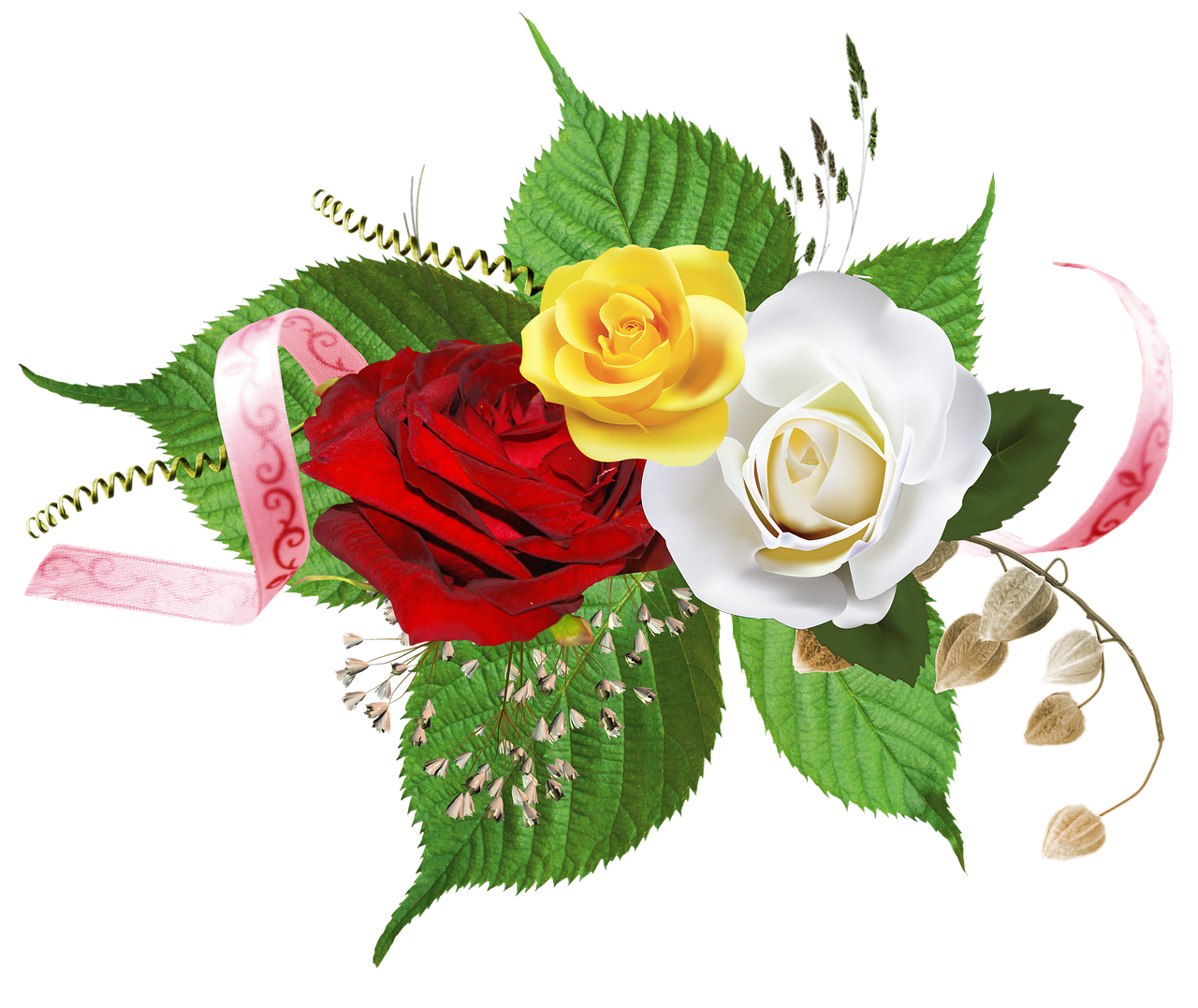 flowers roses with ornament decoration free photo