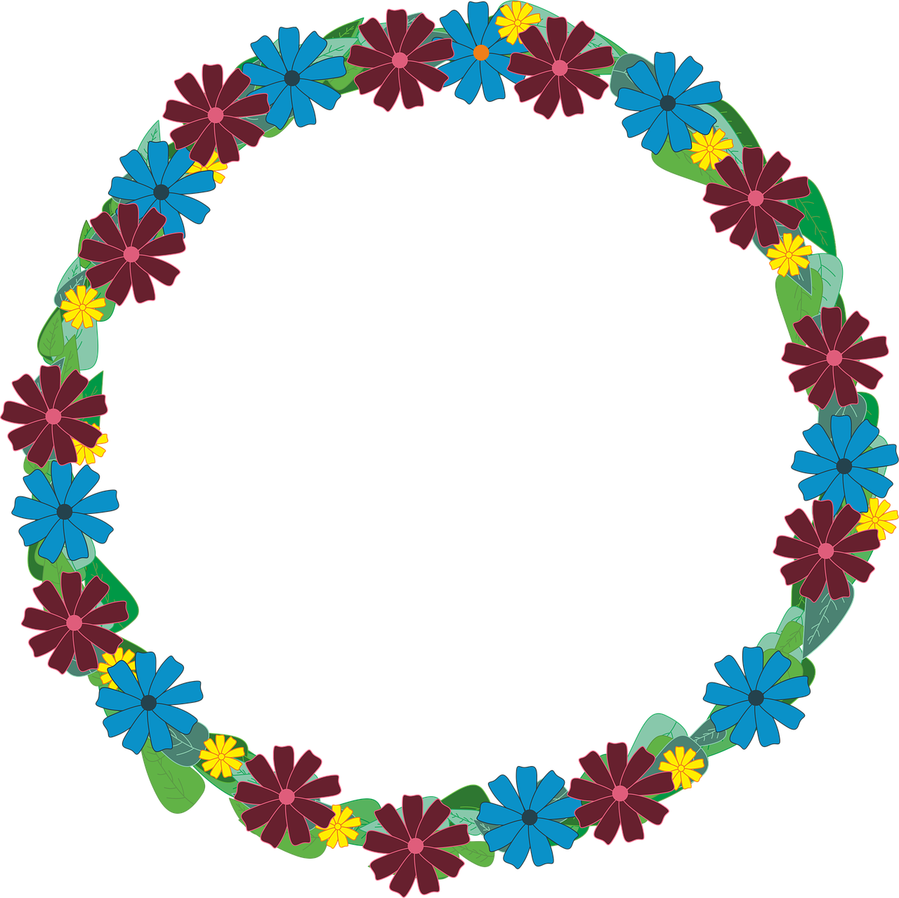 flowers wreath blue free photo