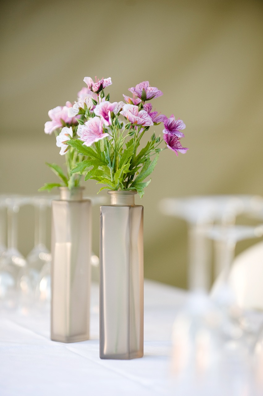 flowers vase dinner party free photo