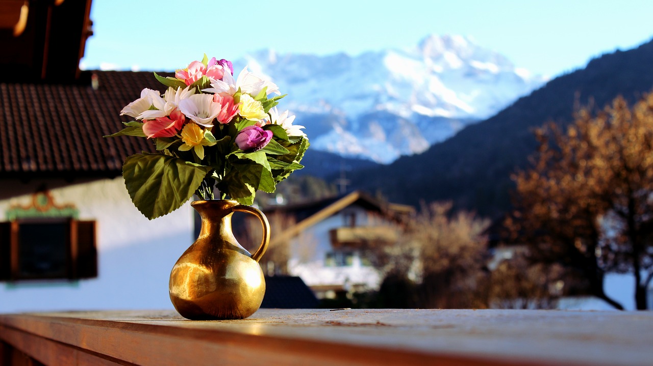 flowers mountains vase free photo