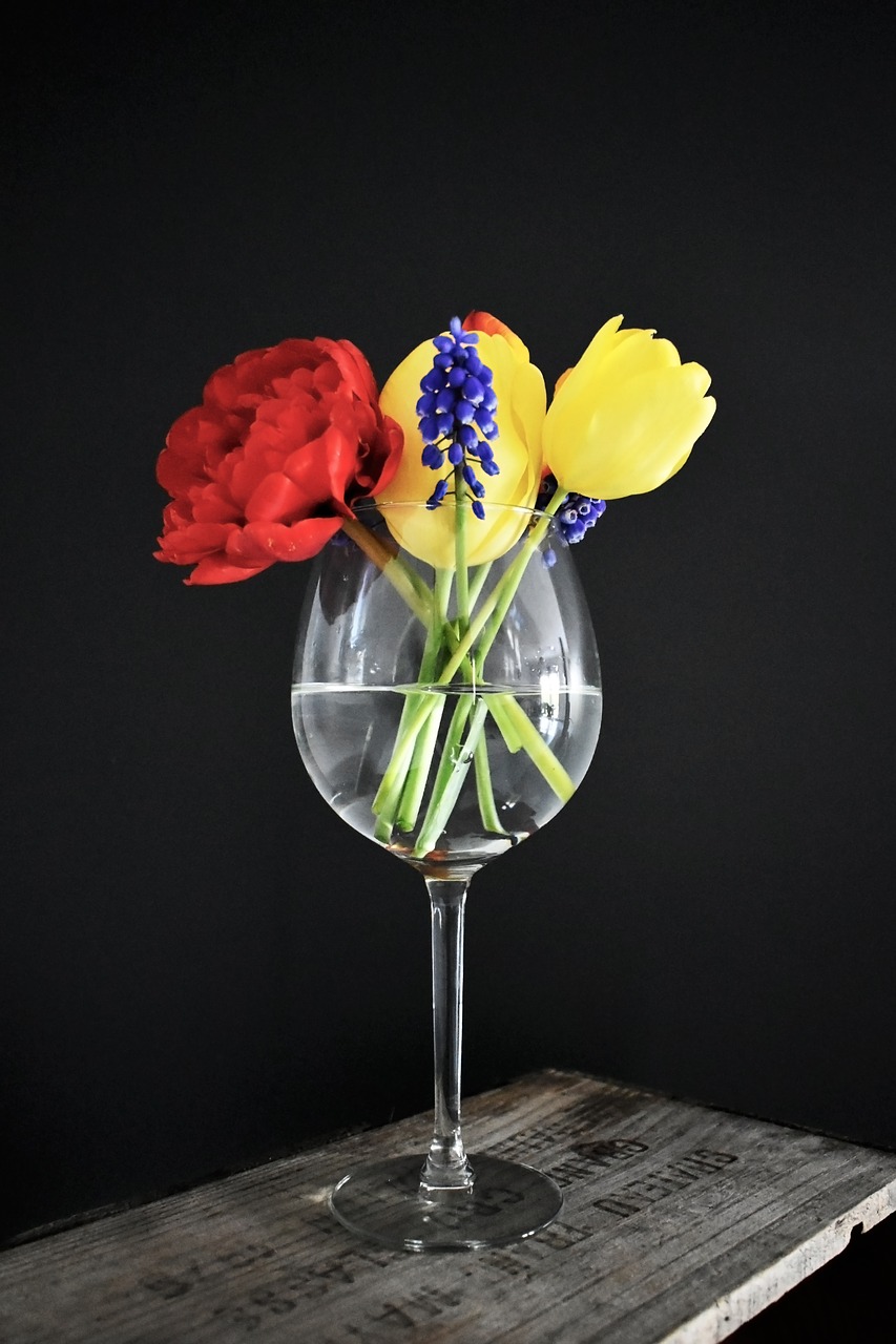 flowers wine glass bouquet free photo