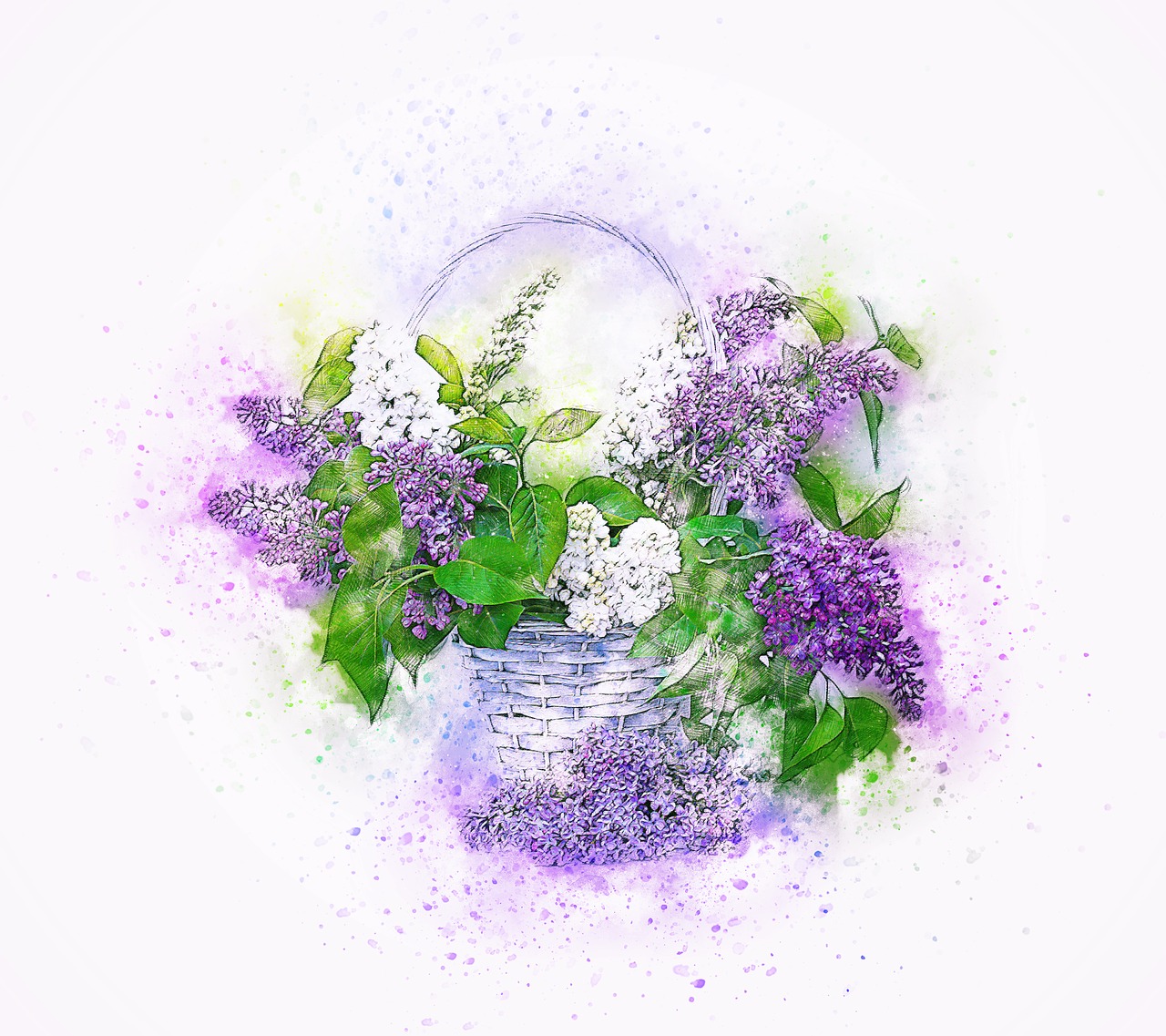 flowers lilac basket free photo