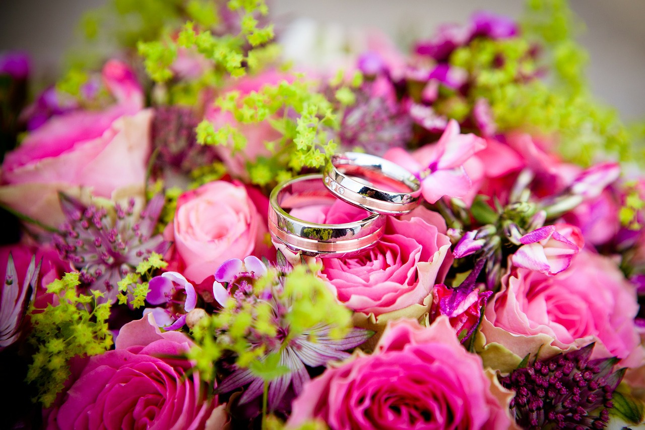 flowers wedding wedding rings free photo