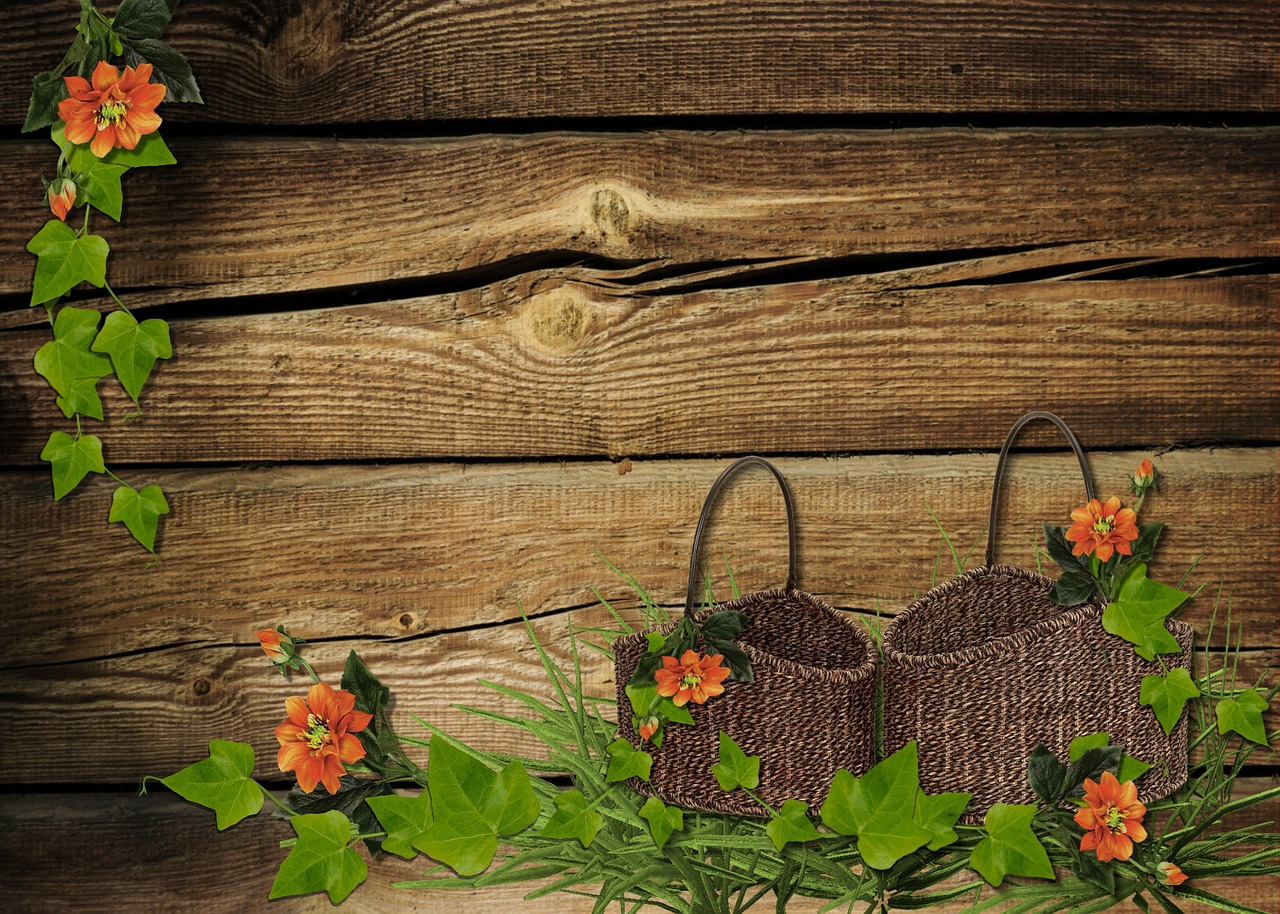 flowers rustic baskets free photo