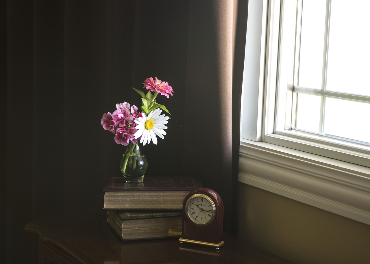 flowers books morning free photo