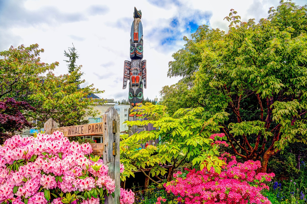 flowers totem pole alaska free photo