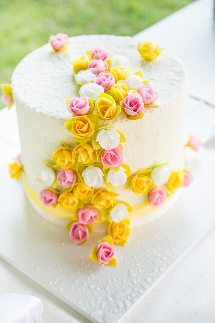 flowers  cake  wedding cake free photo