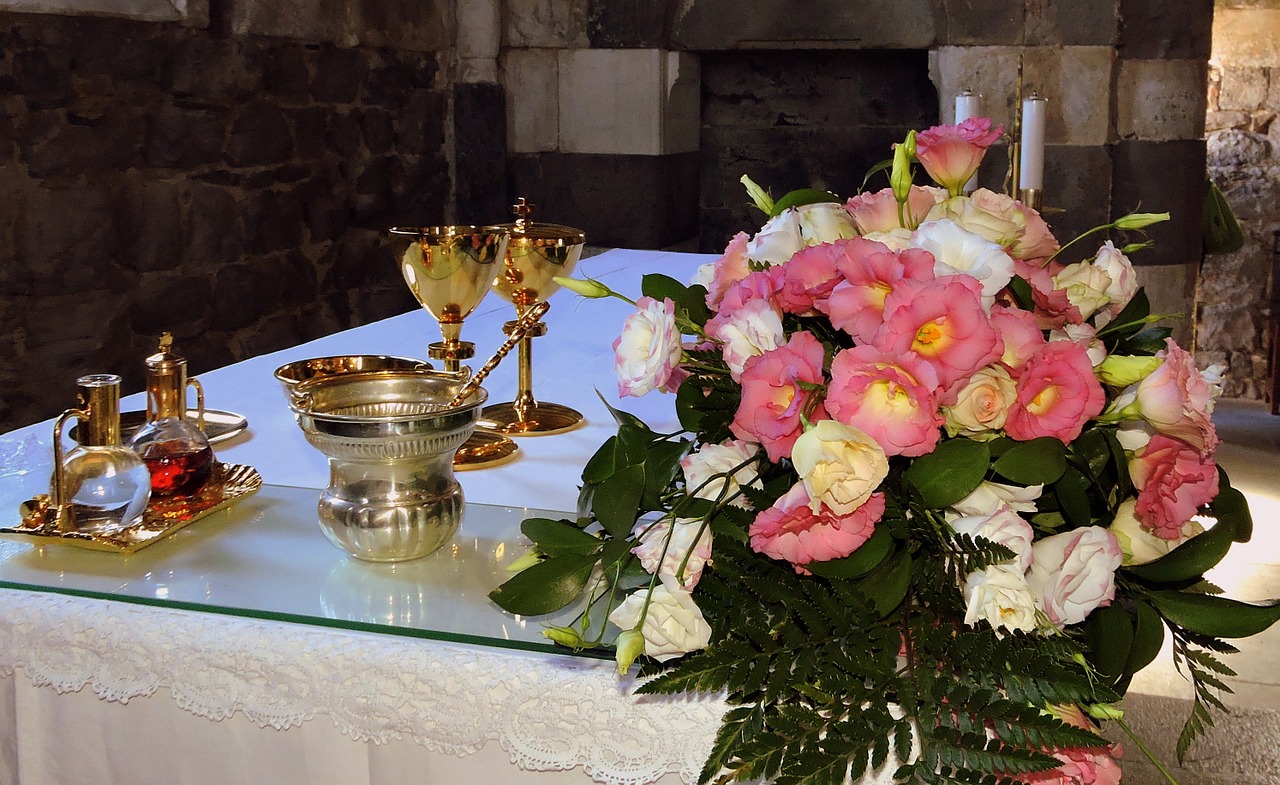 flowers altar chalice free photo