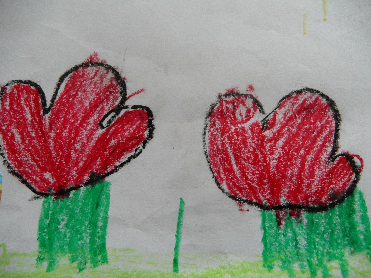 flowers children drawing red flowers free photo