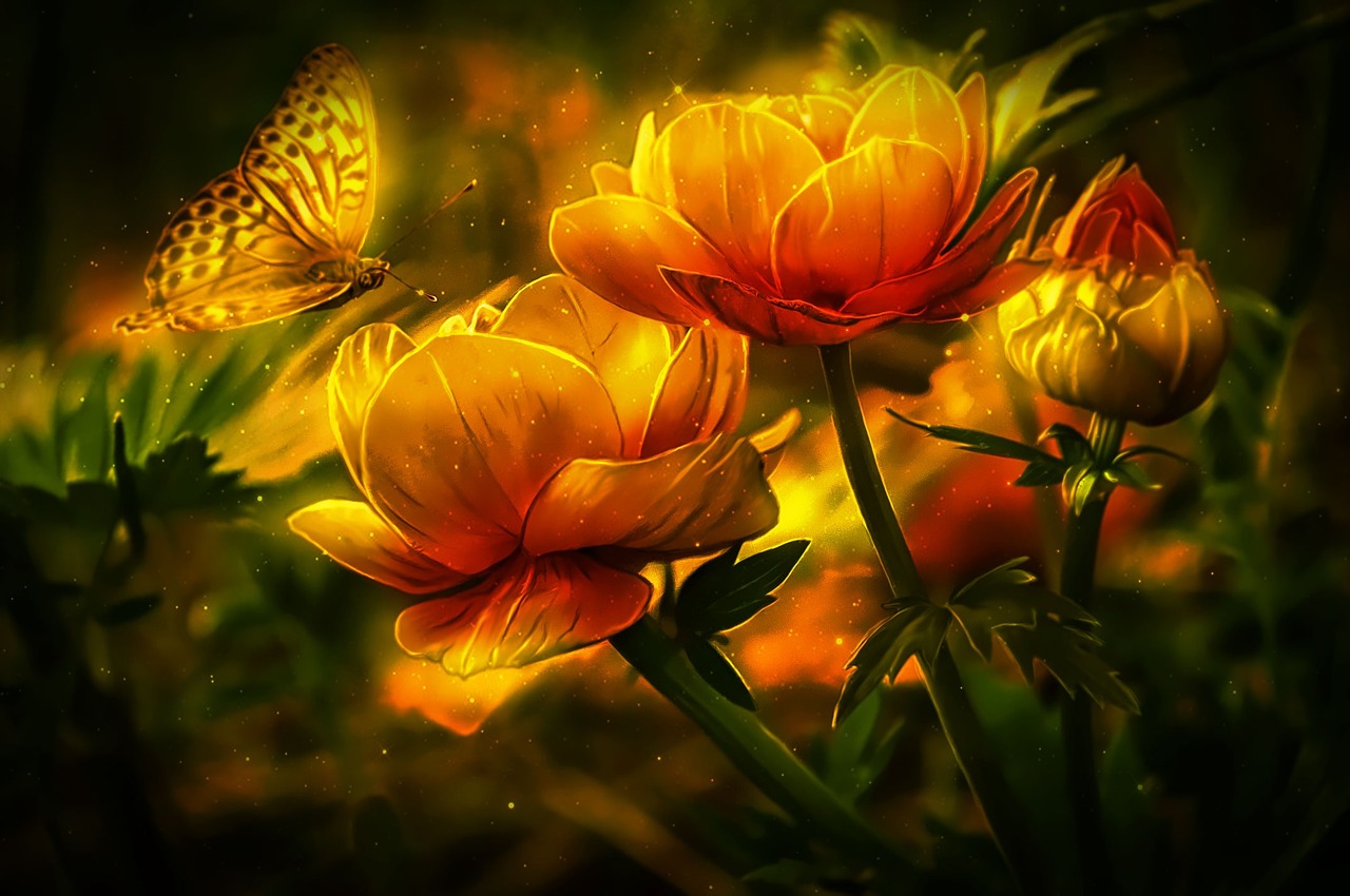 flowers butterfly photo retouching free photo