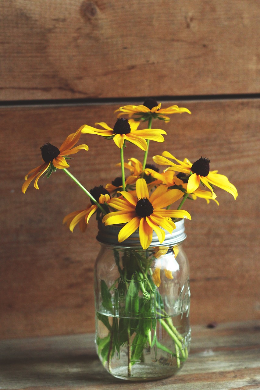 flowers glass jar free photo