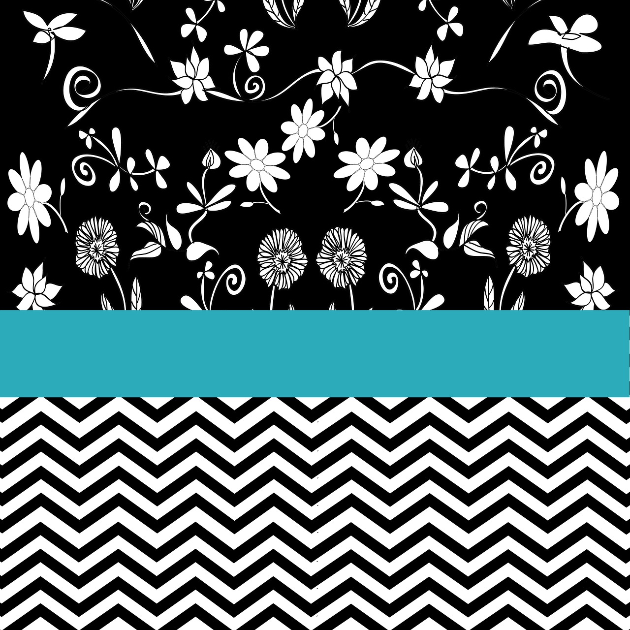 flowers turquoise pattern free photo