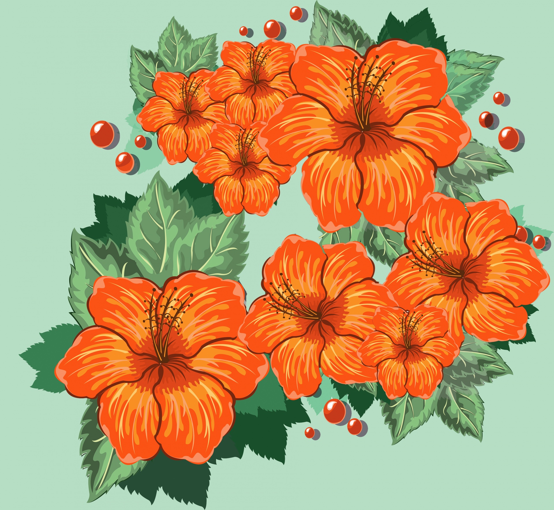 Оранжевые цветы рисунок