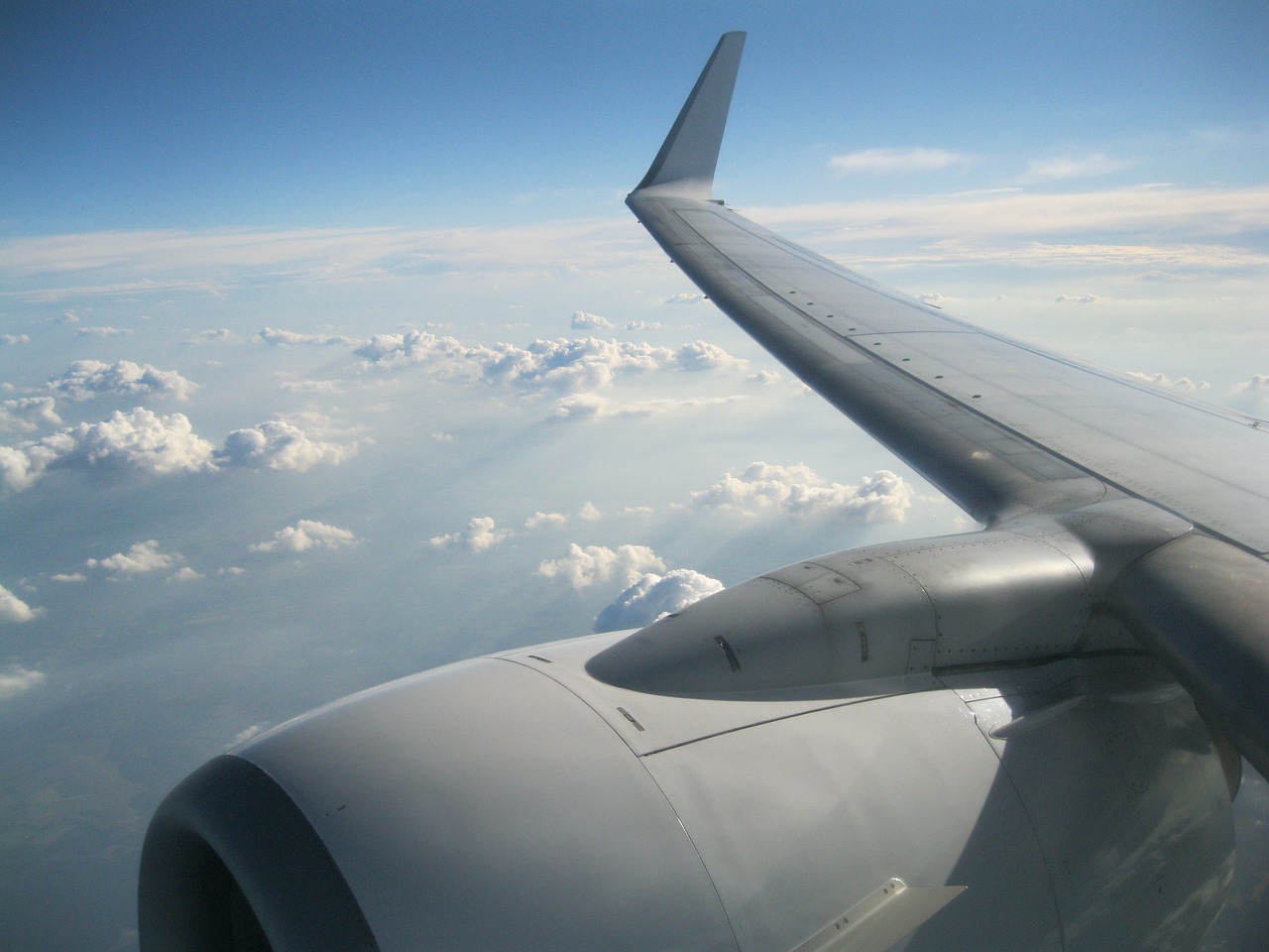 fly clouds plane free photo