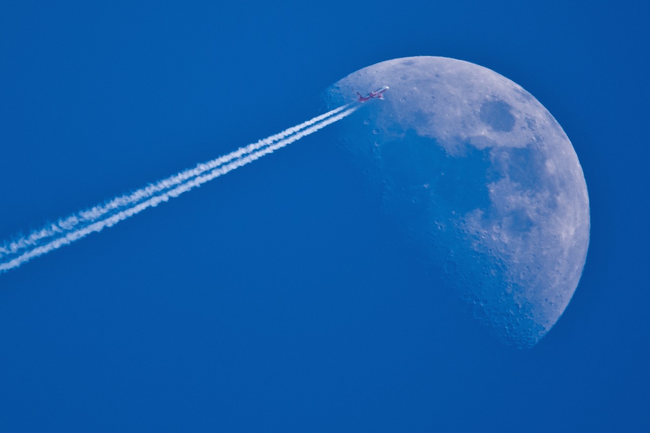 fly me to the moon moon aircraft free photo