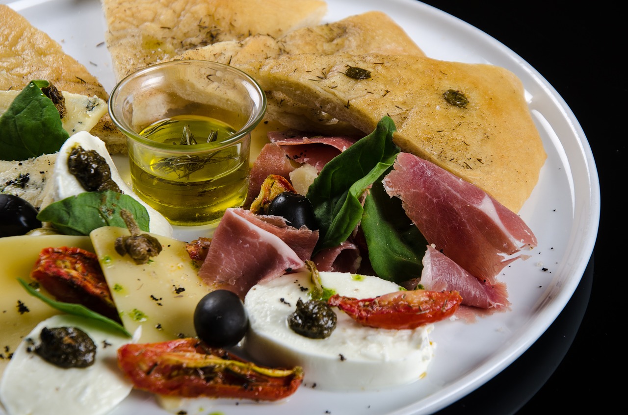 foccacia with olives  tasting  gourmet food free photo
