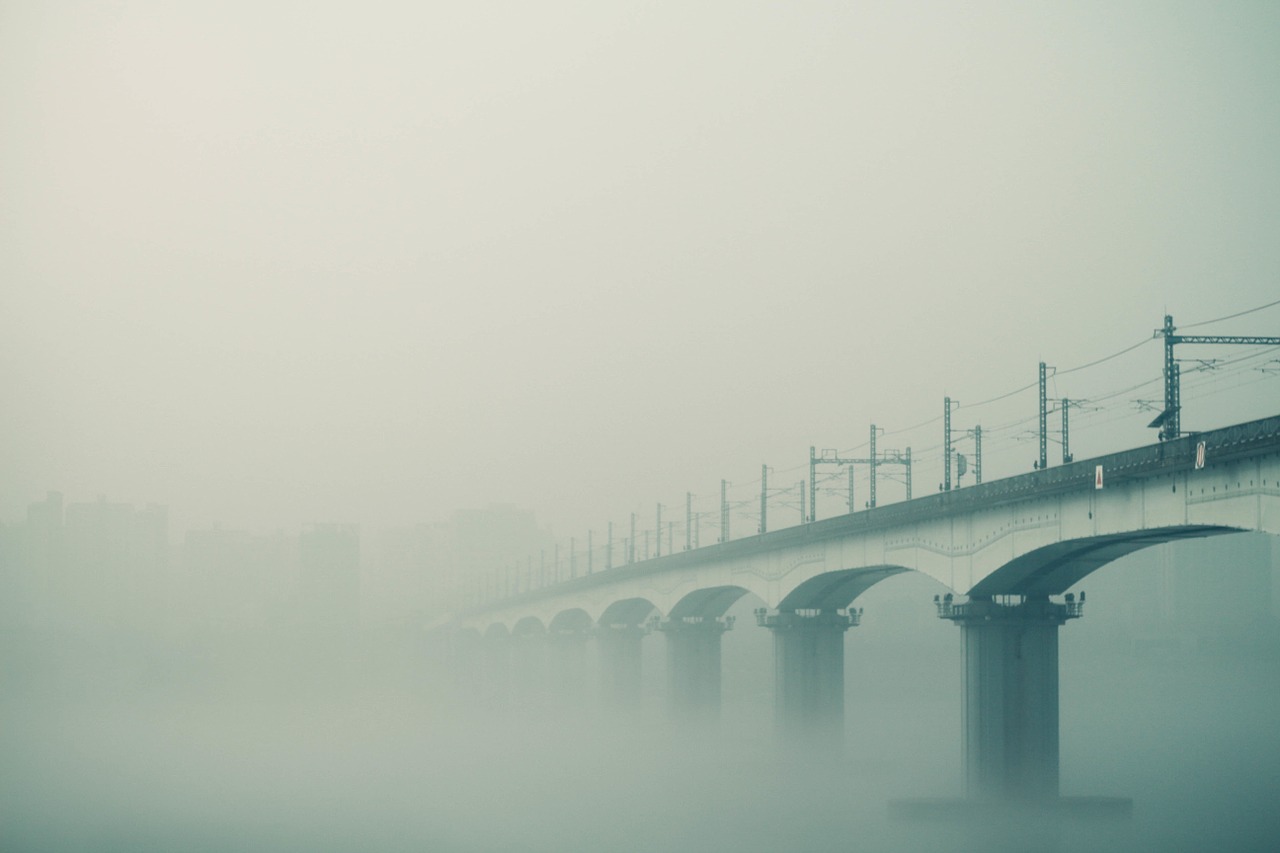 fog bridge foggy free photo