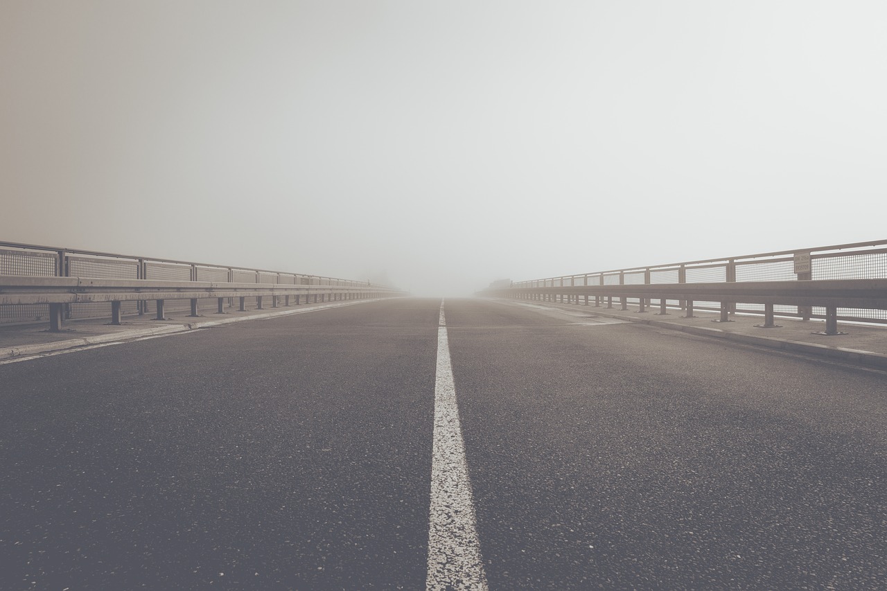 fog road highway free photo