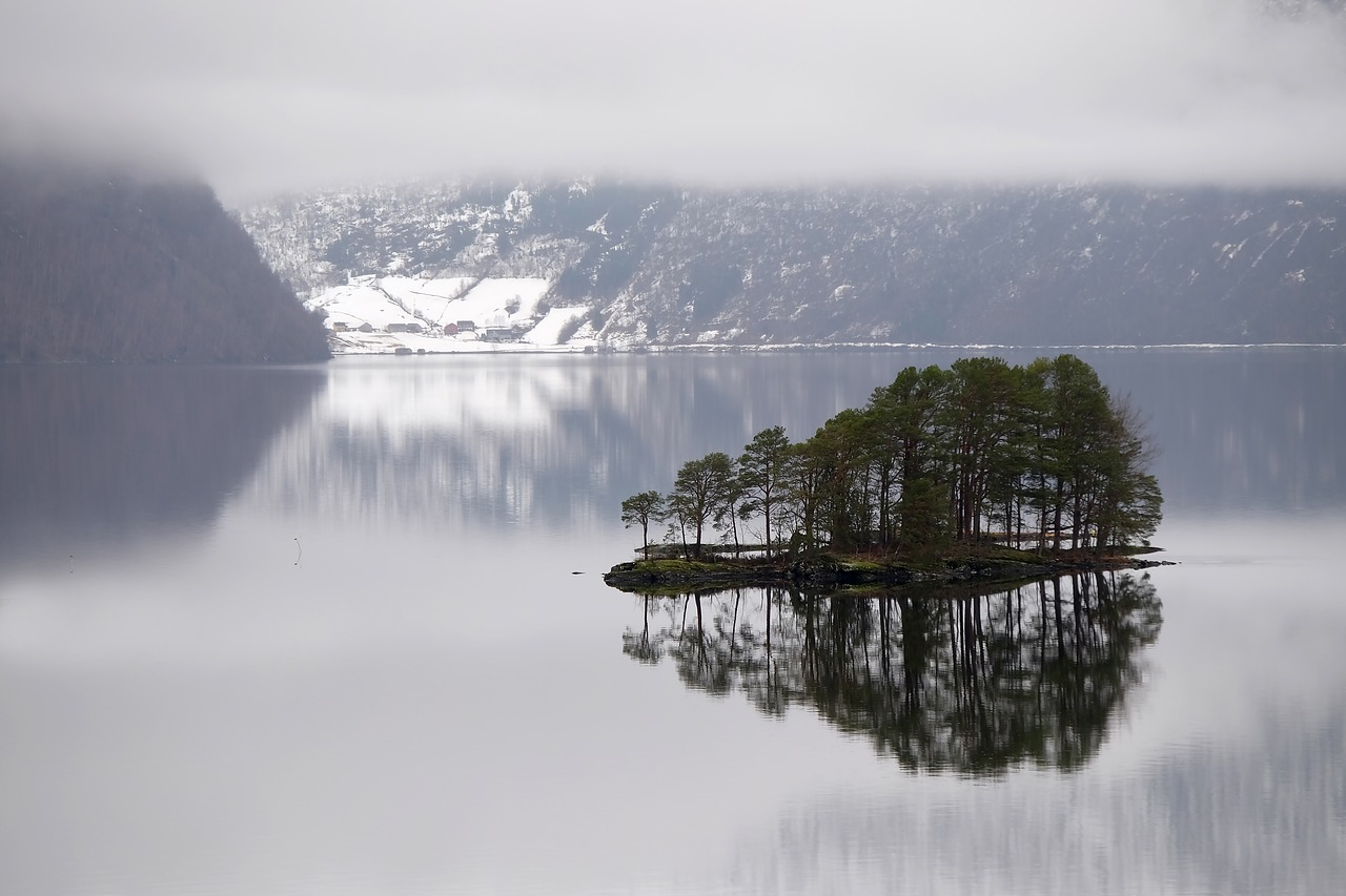 fog lake landscape free photo