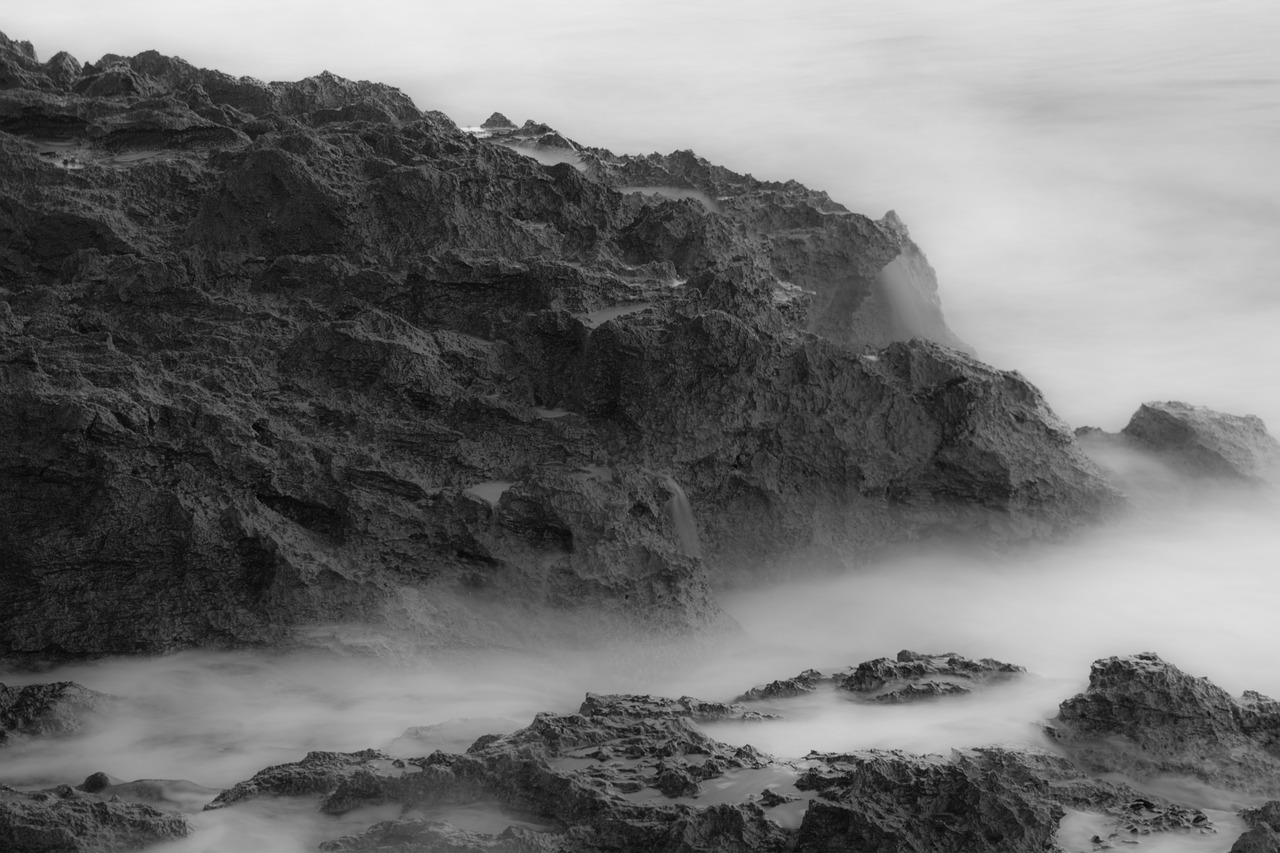 fog sea rock free photo