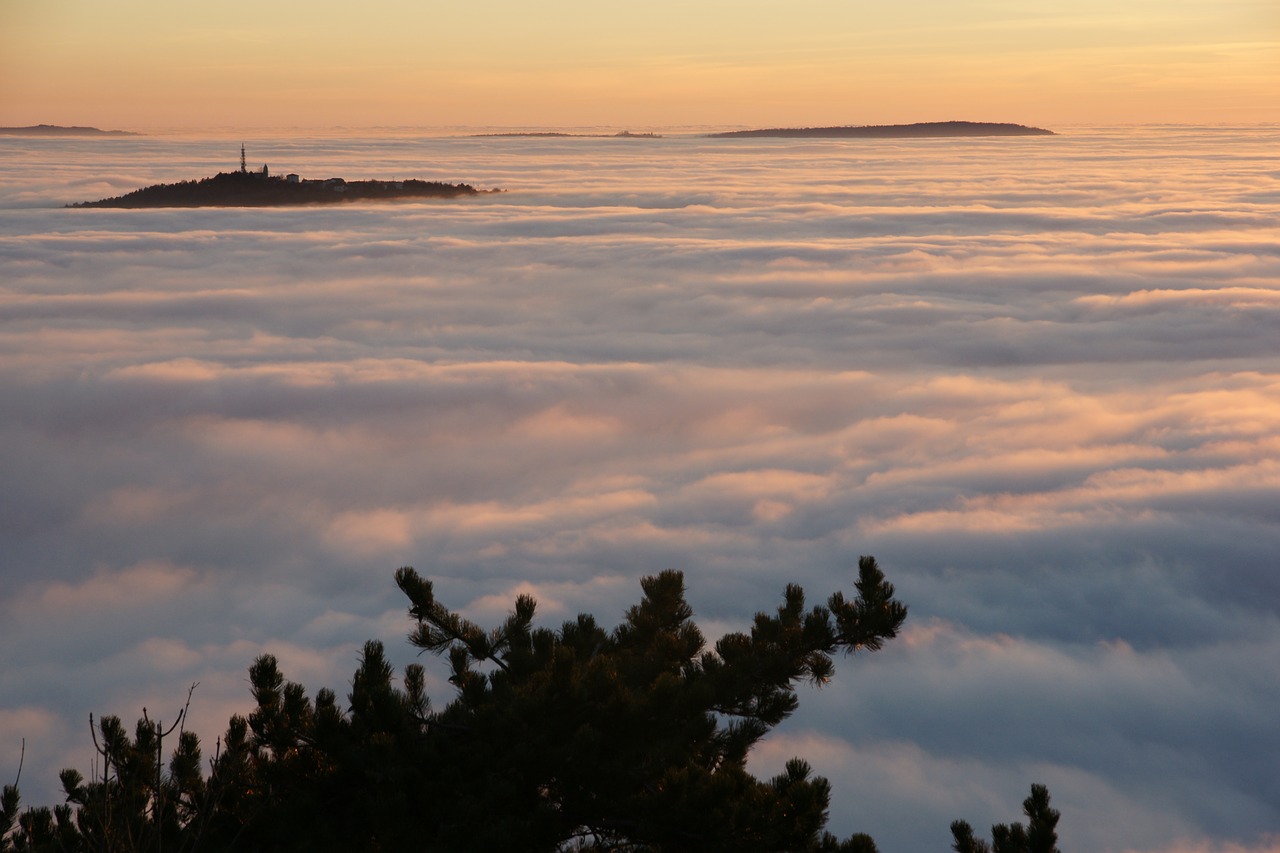 fog the gulf of trieste hills free photo