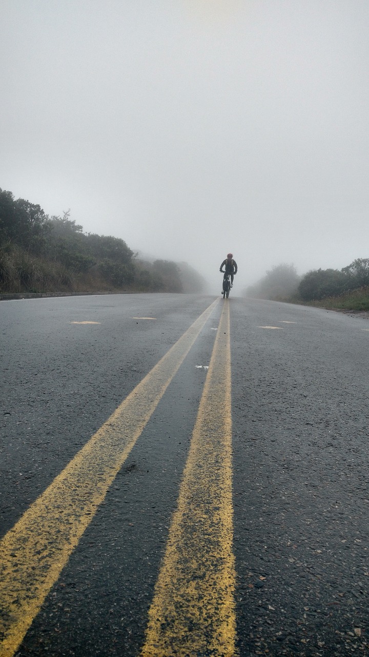 fog road mountain free photo