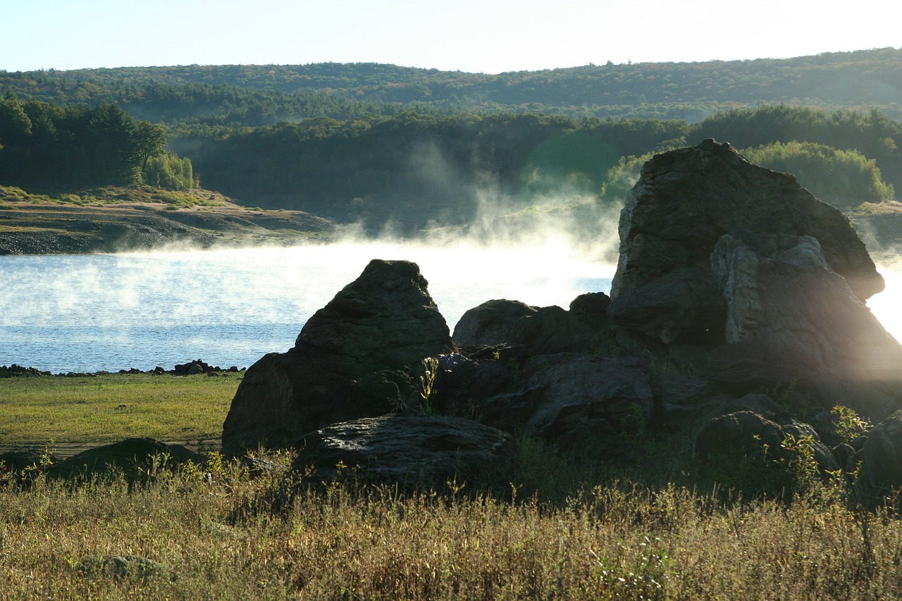 fog rocks water free photo