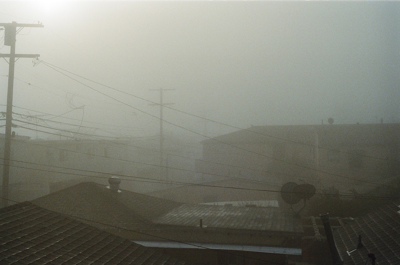 fog sky rooftops free photo