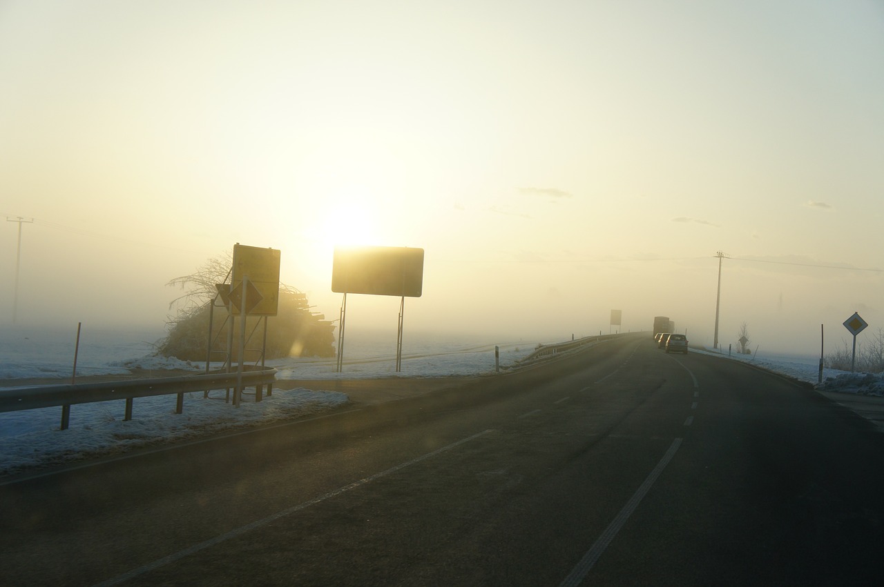 fog morning road free photo