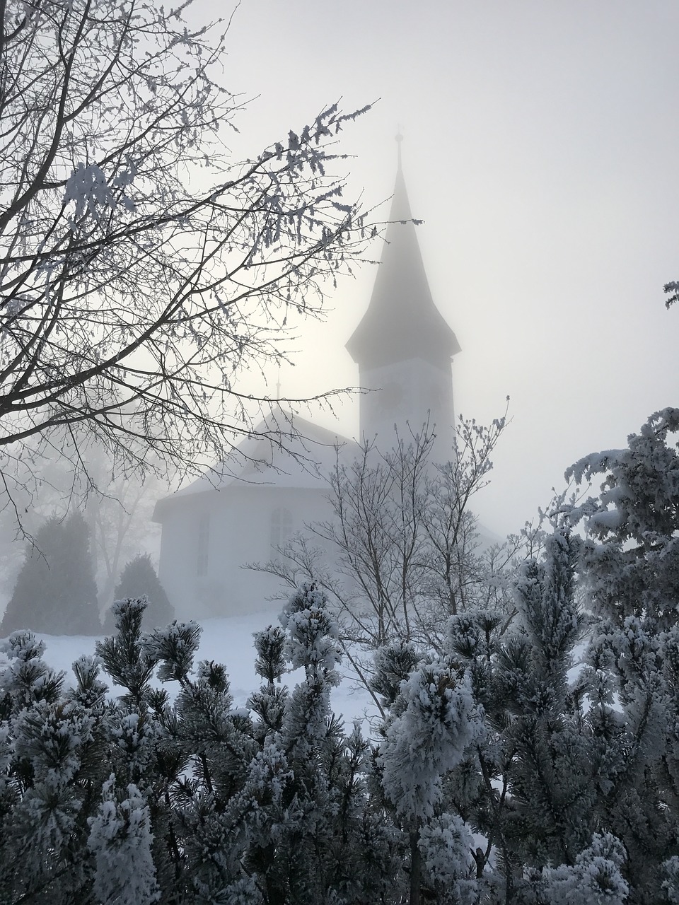 fog church switzerland free photo